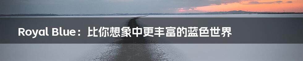 Royal Blue:比你想象中更丰富的蓝色世界