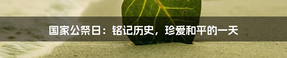 国家公祭日:铭记历史,珍爱和平的一天