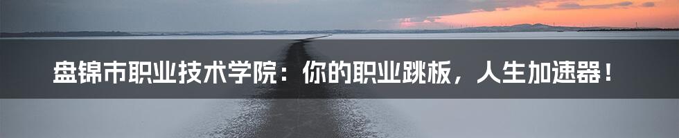 盘锦市职业技术学院:你的职业跳板,人生加速器!
