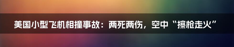 美国小型飞机相撞事故:两死两伤,空中“擦枪走火”