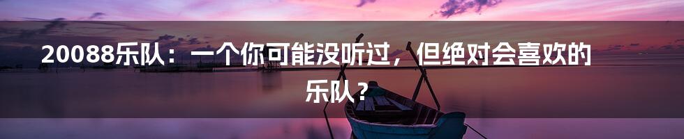20088乐队:一个你可能没听过,但绝对会喜欢的乐队?