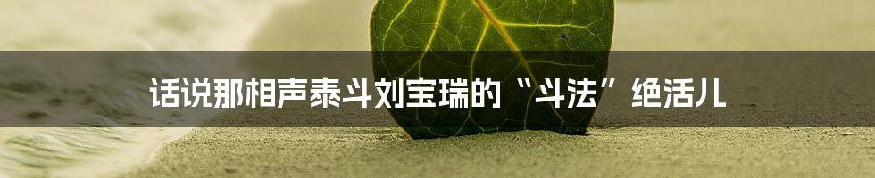 话说那相声泰斗刘宝瑞的“斗法”绝活儿