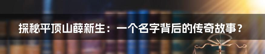 探秘平顶山薛新生:一个名字背后的传奇故事?