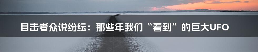 目击者众说纷纭:那些年我们“看到”的巨大UFO