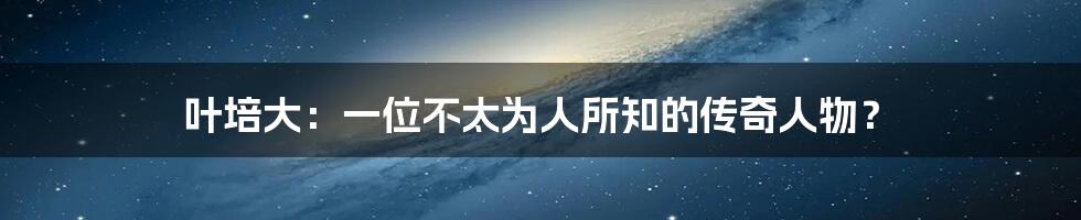 叶培大:一位不太为人所知的传奇人物?