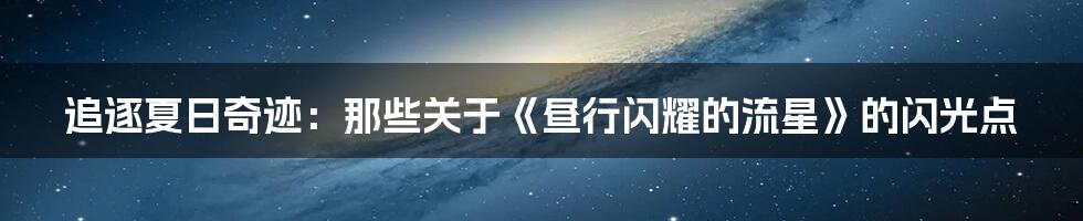 追逐夏日奇迹:那些关于《昼行闪耀的流星》的闪光点