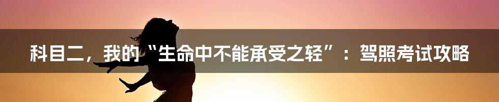 科目二,我的“生命中不能承受之轻”:驾照考试攻略
