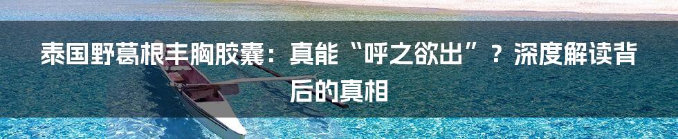 泰国野葛根丰胸胶囊:真能“呼之欲出”?深度解读背后的真相