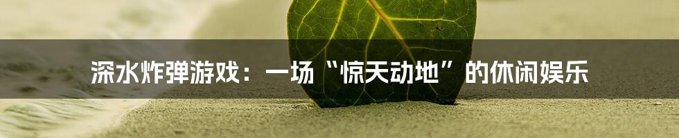 深水炸弹游戏:一场“惊天动地”的休闲娱乐