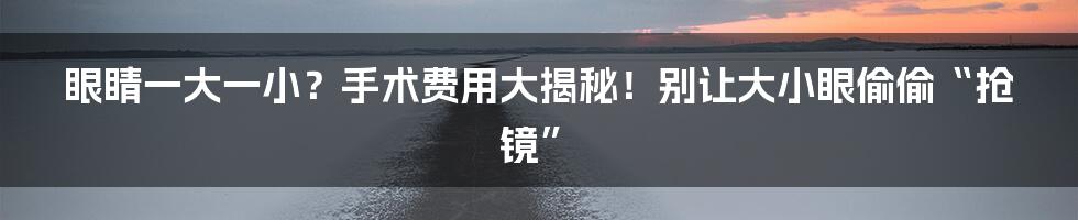 眼睛一大一小?手术费用大揭秘!别让大小眼偷偷“抢镜”