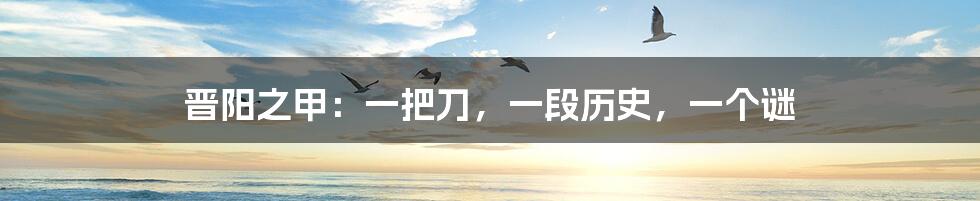 晋阳之甲：一把刀，一段历史，一个谜