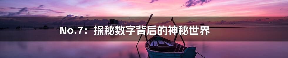 No.7:探秘数字背后的神秘世界