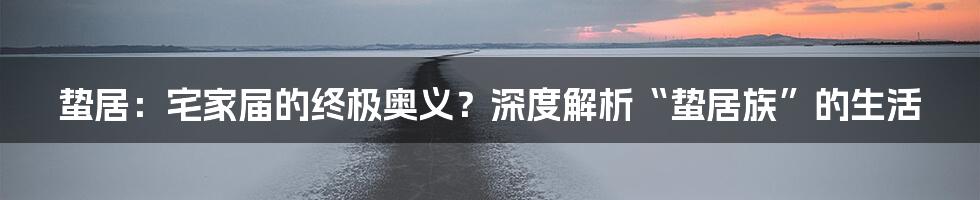 蛰居:宅家届的终极奥义?深度解析“蛰居族”的生活