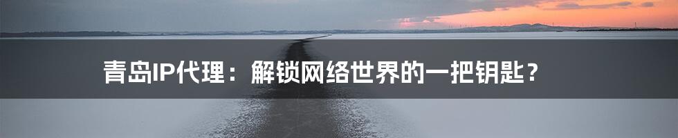 青岛IP代理:解锁网络世界的一把钥匙?
