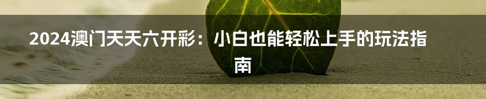 2024澳门天天六开彩:小白也能轻松上手的玩法指南