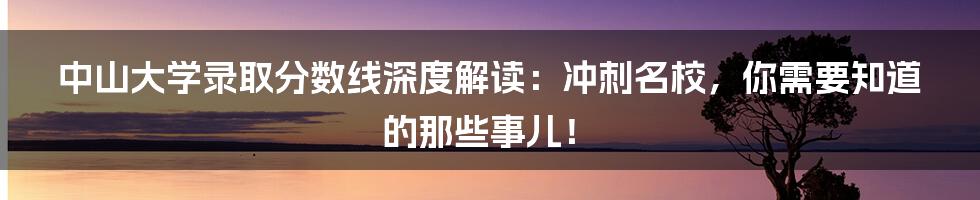 中山大学录取分数线深度解读:冲刺名校,你需要知道的那些事儿!