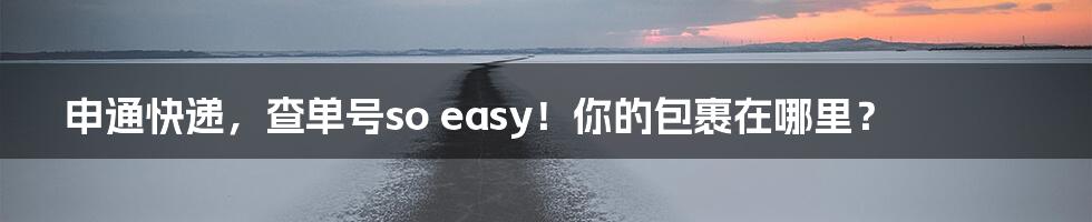 申通快递,查单号so easy!你的包裹在哪里?