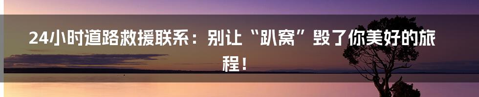 24小时道路救援联系:别让“趴窝”毁了你美好的旅程!