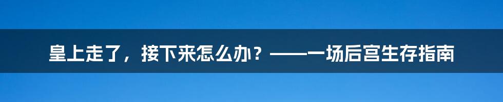 皇上走了,接下来怎么办?——一场后宫生存指南