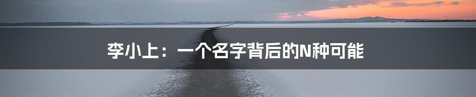 李小上:一个名字背后的N种可能