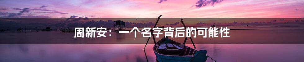 周新安:一个名字背后的可能性