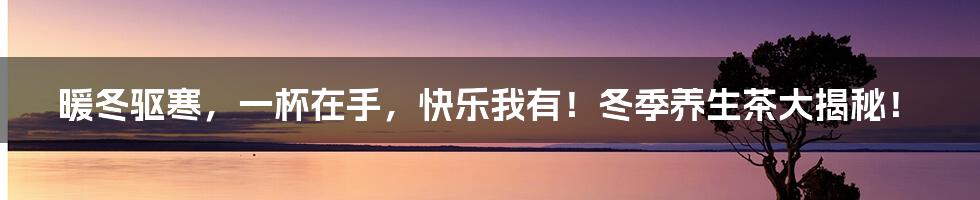 暖冬驱寒，一杯在手，快乐我有！冬季养生茶大揭秘！
