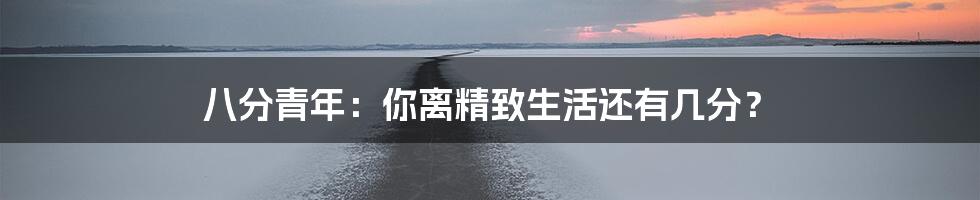 八分青年:你离精致生活还有几分?
