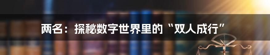 两名：探秘数字世界里的“双人成行”