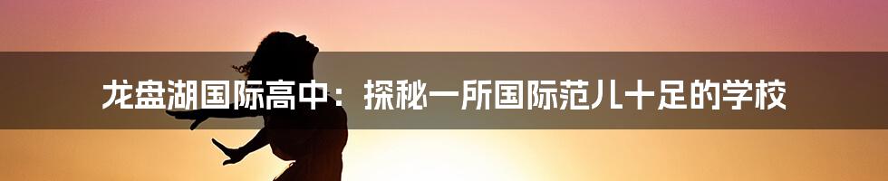 龙盘湖国际高中:探秘一所国际范儿十足的学校