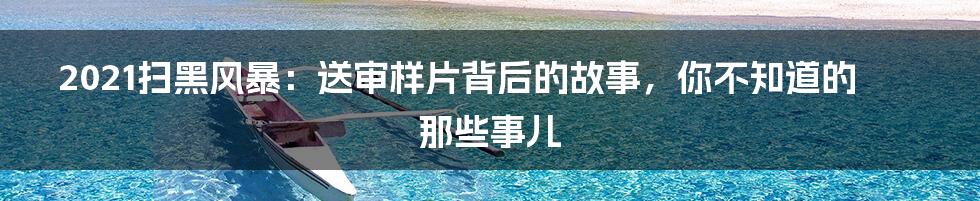 2021扫黑风暴:送审样片背后的故事,你不知道的那些事儿