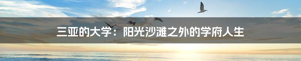 三亚的大学:阳光沙滩之外的学府人生