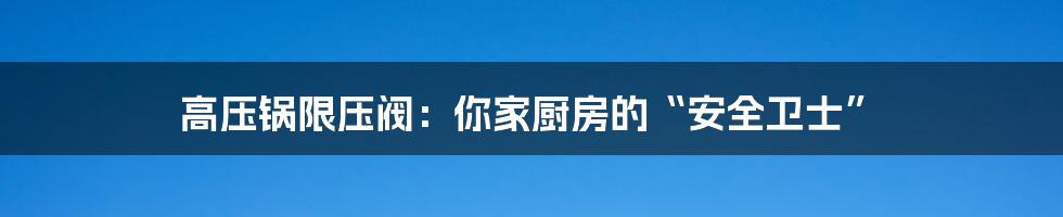高压锅限压阀:你家厨房的“安全卫士”