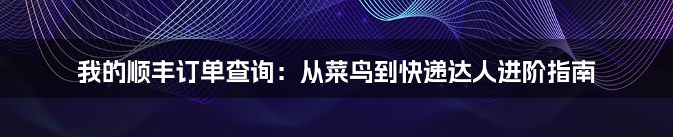 我的顺丰订单查询：从菜鸟到快递达人进阶指南