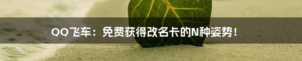 QQ飞车:免费获得改名卡的N种姿势!