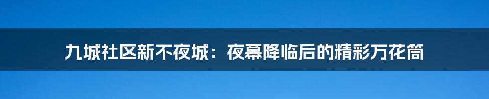 九城社区新不夜城:夜幕降临后的精彩万花筒