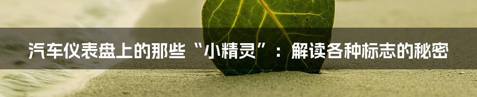 汽车仪表盘上的那些“小精灵”:解读各种标志的秘密
