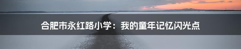 合肥市永红路小学:我的童年记忆闪光点