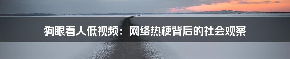 狗眼看人低视频:网络热梗背后的社会观察