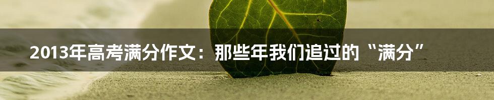 2013年高考满分作文:那些年我们追过的“满分”