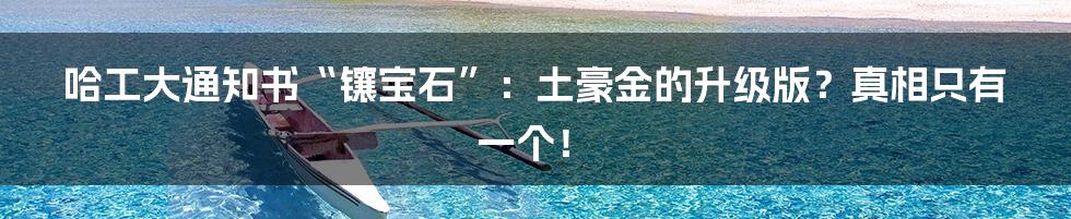 哈工大通知书“镶宝石”:土豪金的升级版?真相只有一个!