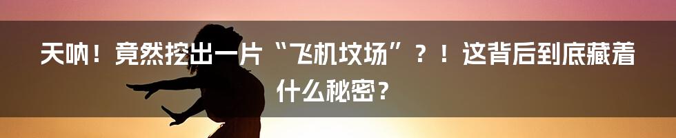 天呐!竟然挖出一片“飞机坟场”?!这背后到底藏着什么秘密?