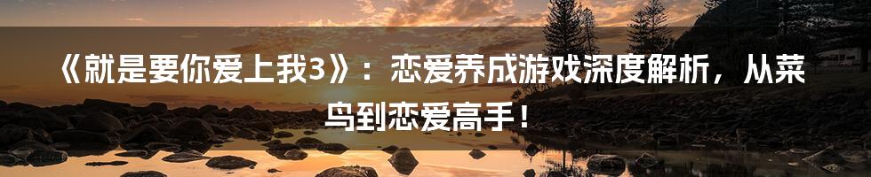《就是要你爱上我3》:恋爱养成游戏深度解析,从菜鸟到恋爱高手!