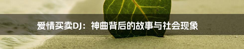 爱情买卖DJ:神曲背后的故事与社会现象