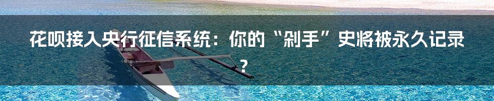 花呗接入央行征信系统：你的“剁手”史将被永久记录？