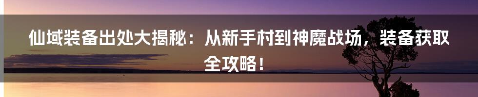 仙域装备出处大揭秘:从新手村到神魔战场,装备获取全攻略!