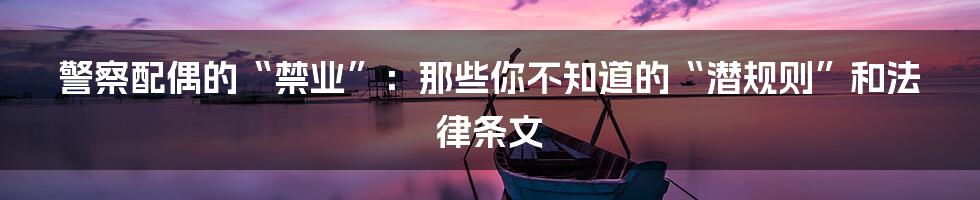 警察配偶的“禁业”:那些你不知道的“潜规则”和法律条文