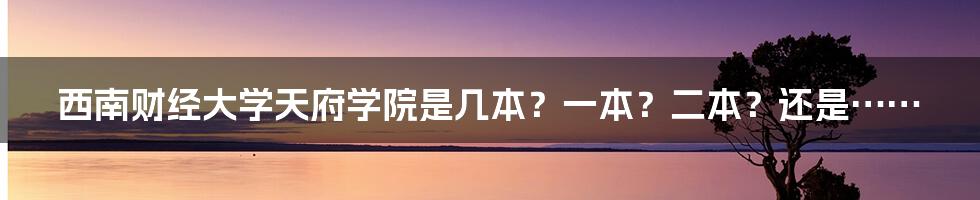西南财经大学天府学院是几本?一本?二本?还是……