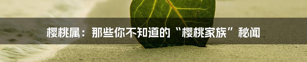 樱桃属:那些你不知道的“樱桃家族”秘闻