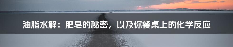 油脂水解:肥皂的秘密,以及你餐桌上的化学反应