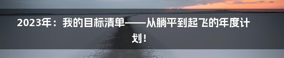 2023年:我的目标清单——从躺平到起飞的年度计划!